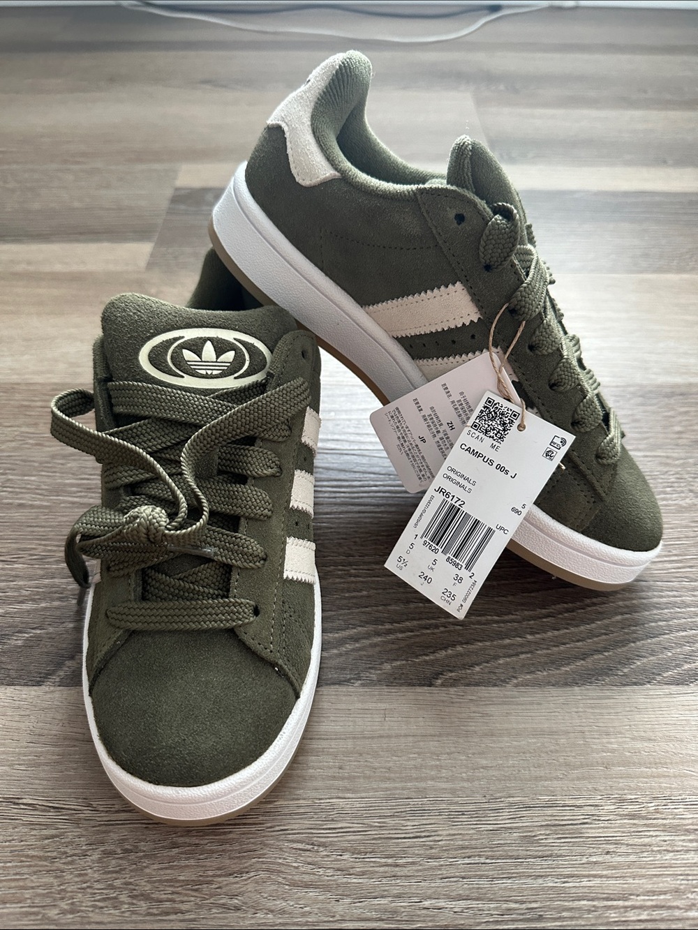 Adidas Suede Sneakers in Olive Green with White Stripes